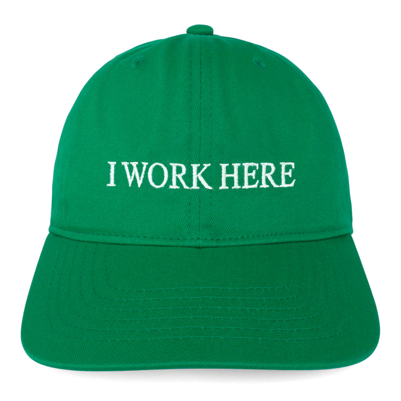 I WORK HERE, SOMETIMES hat (GREEN)
