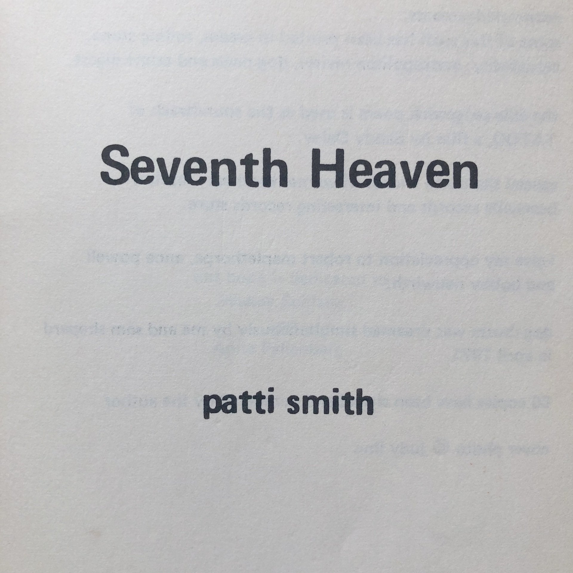Patti Smith Seventh Heaven