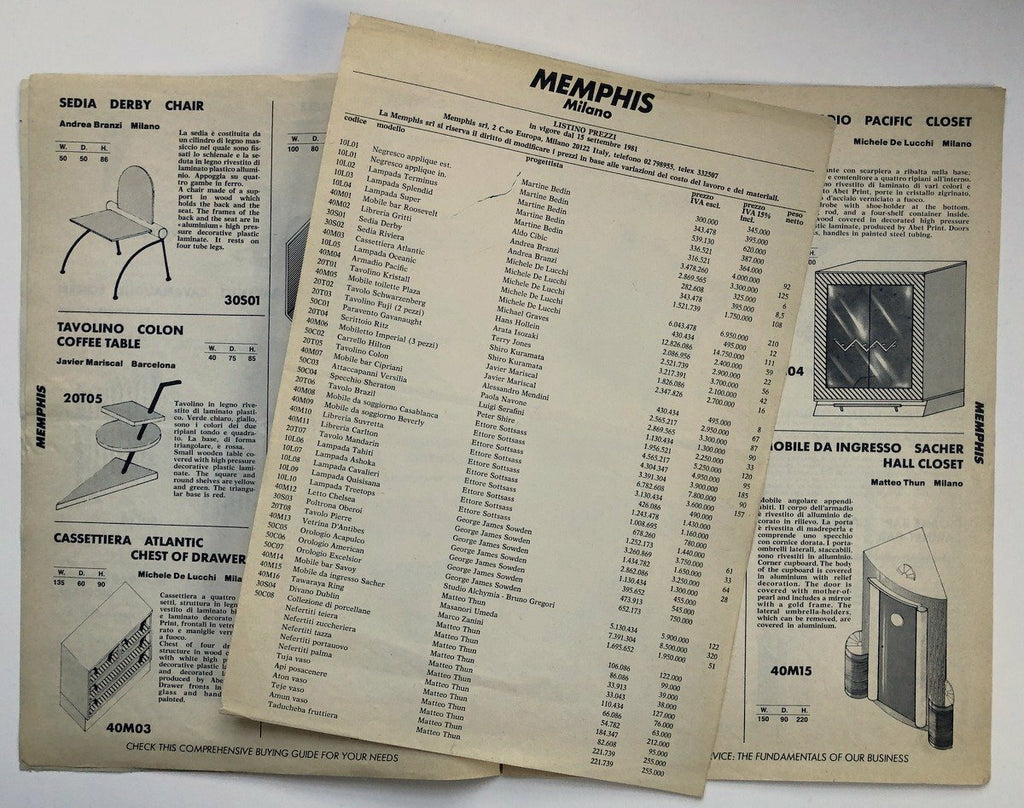 Memphis Furniture Milano 1981