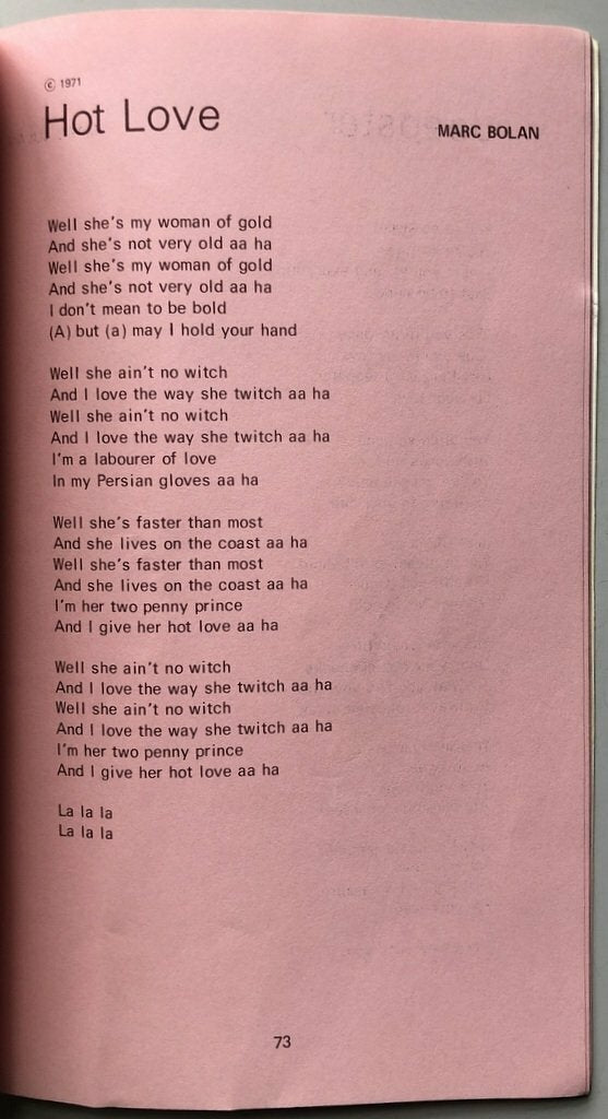 Marc Bolan Lyric Book