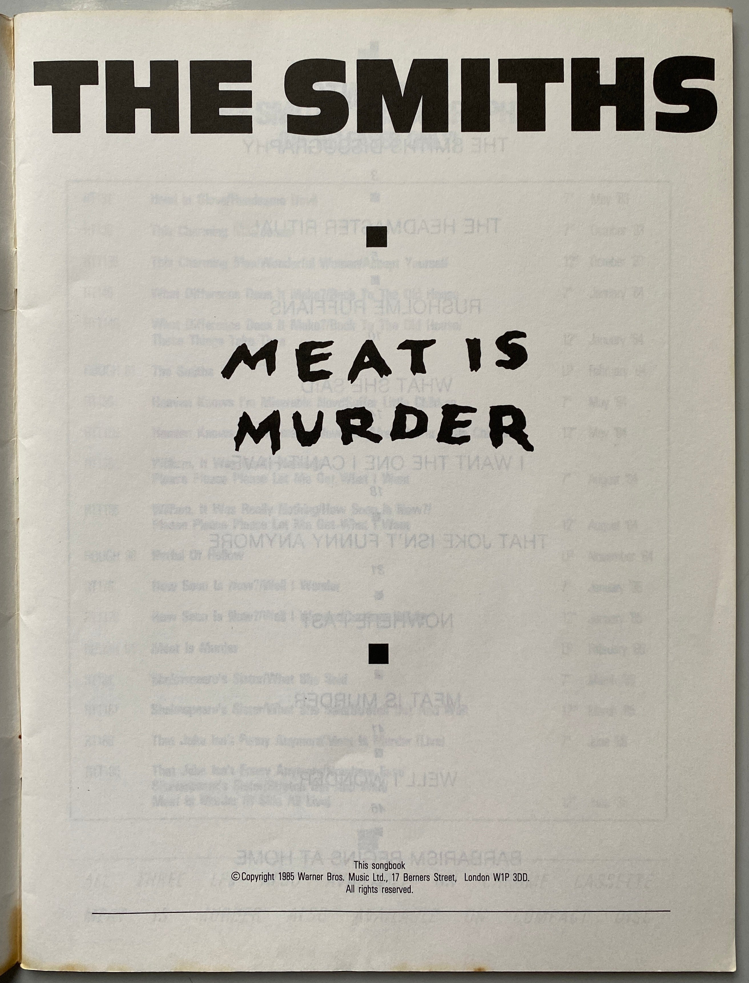 The Smiths Meat is Murder songbook – IDEA