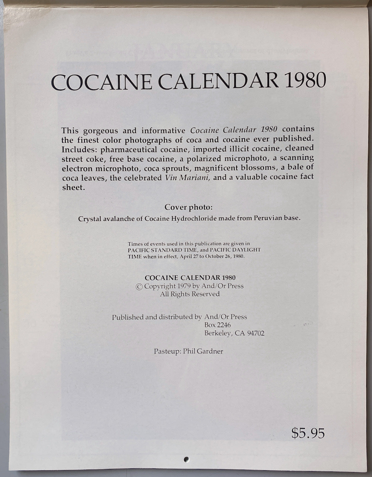Cocaine Calendar 1980