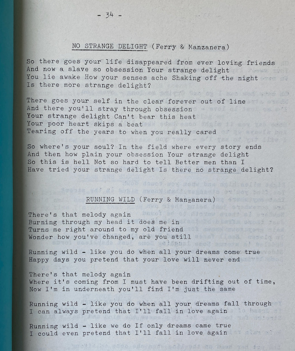 Roxy Music Songbook