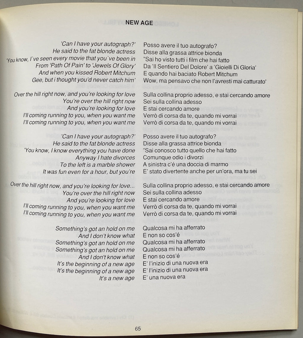 Velvet Underground English / Italian Lyric Book