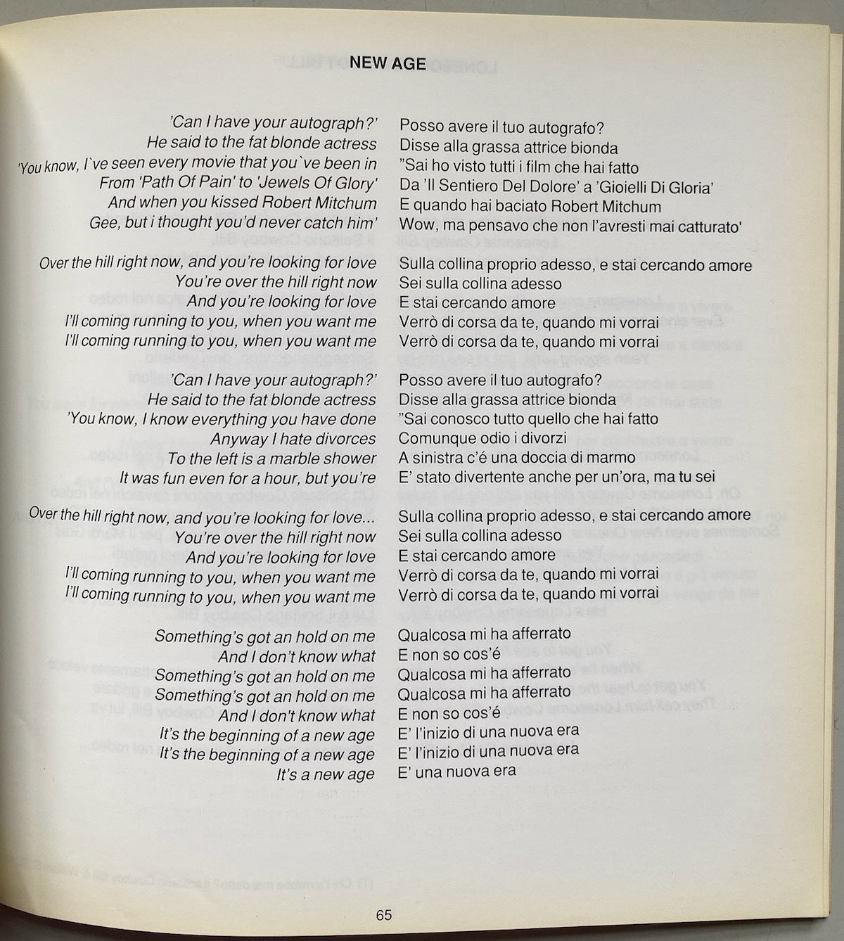 Velvet Underground English / Italian Lyric Book