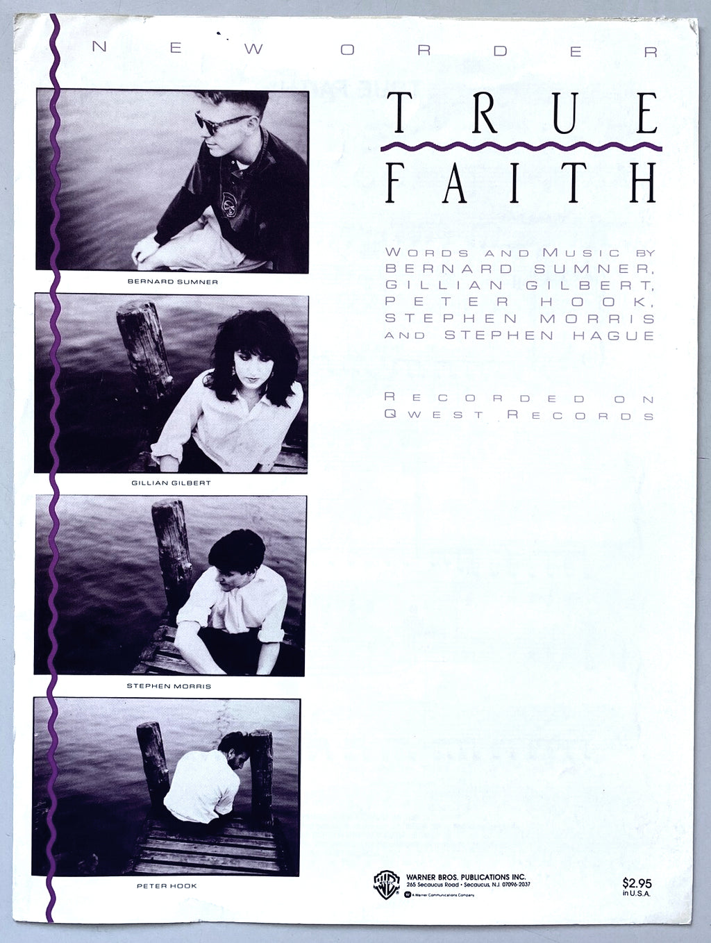 New Order True Faith Song Sheet