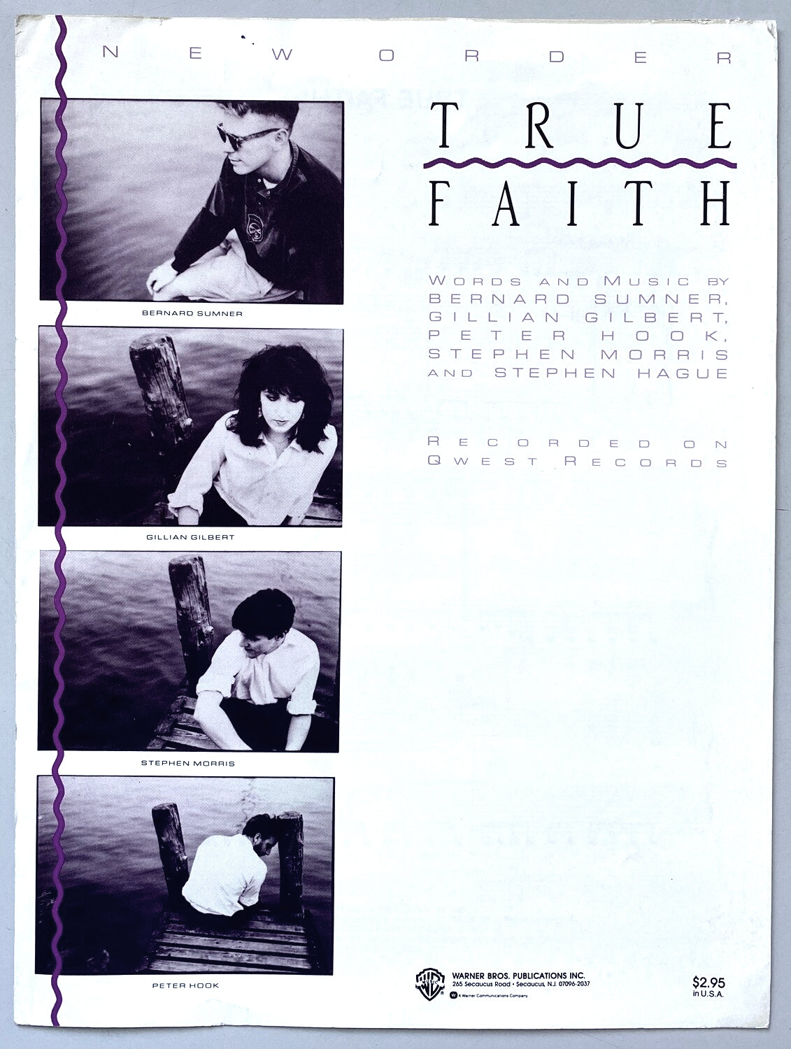 New Order True Faith Song Sheet