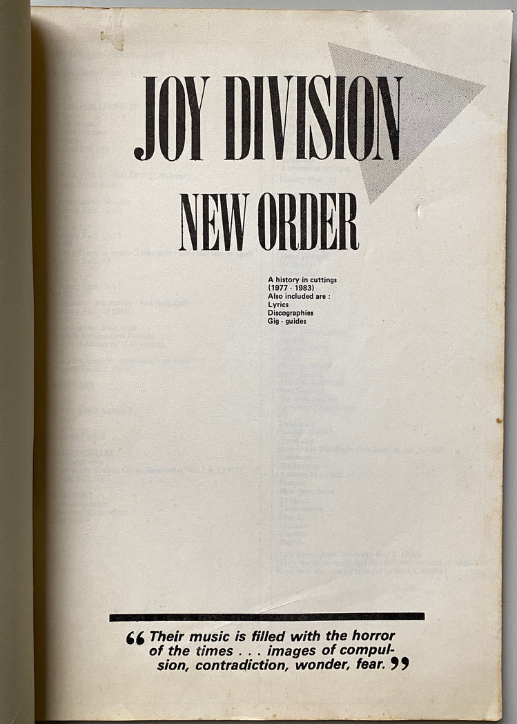 Joy Division and New Order A History In Cuttings