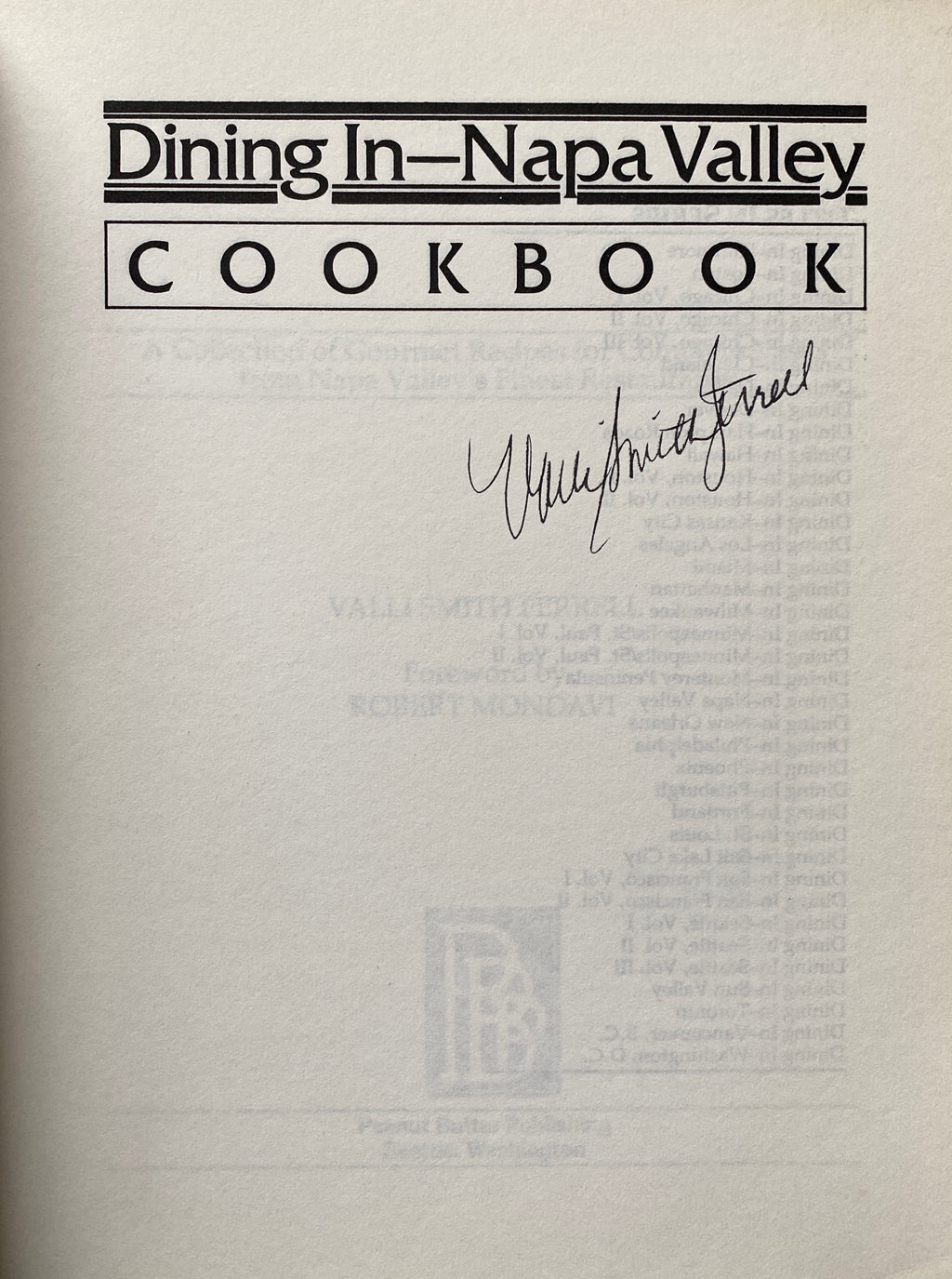 [SIGNED] VALLI SMITH FERRELL DINING IN-NAPA VALLEY
