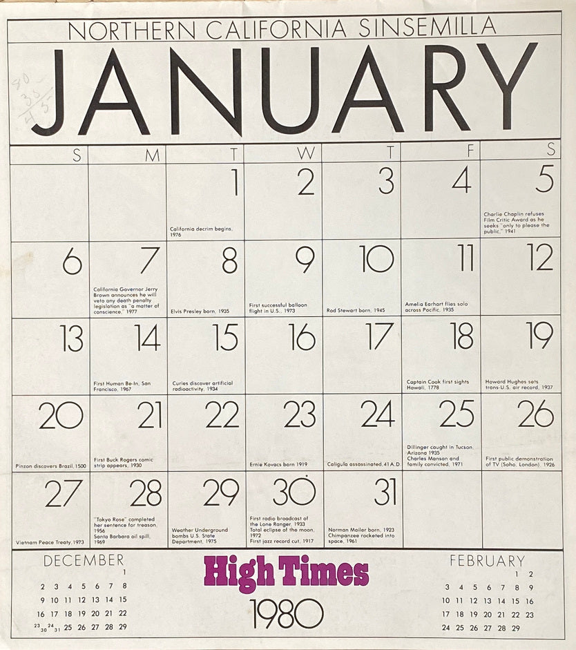 High Times Calendar 1980