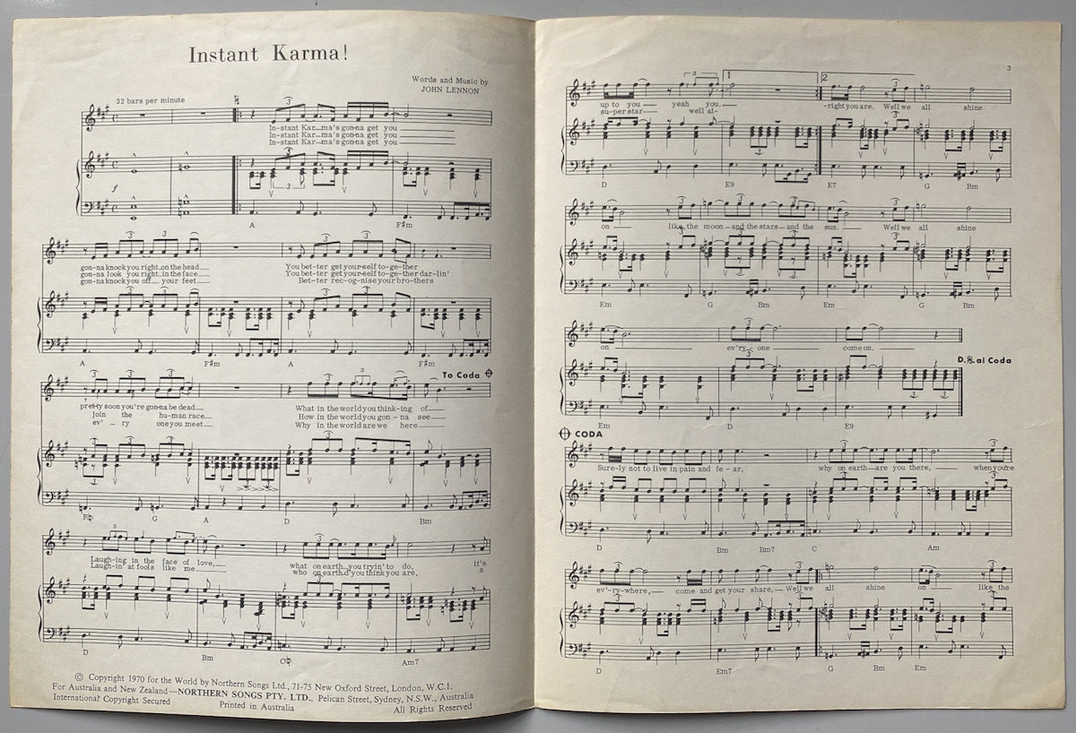 Instant Karma Song Sheet