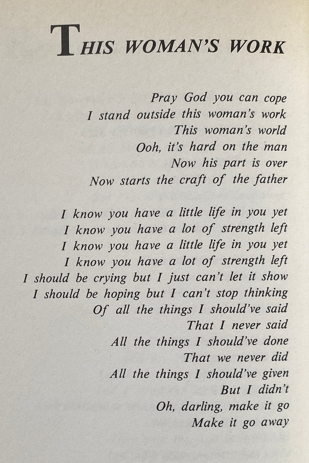 Kate Bush Poems / Lyrics