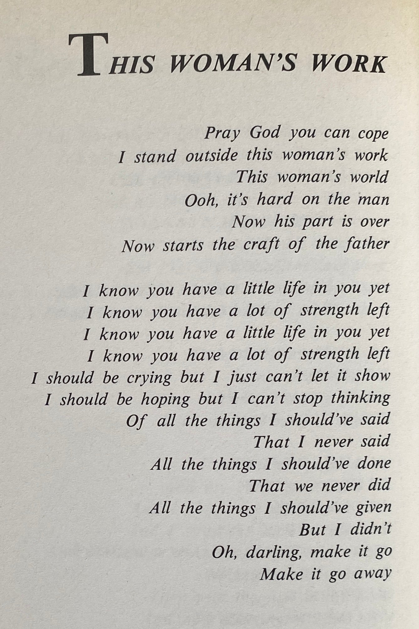 Kate Bush Poems / Lyrics