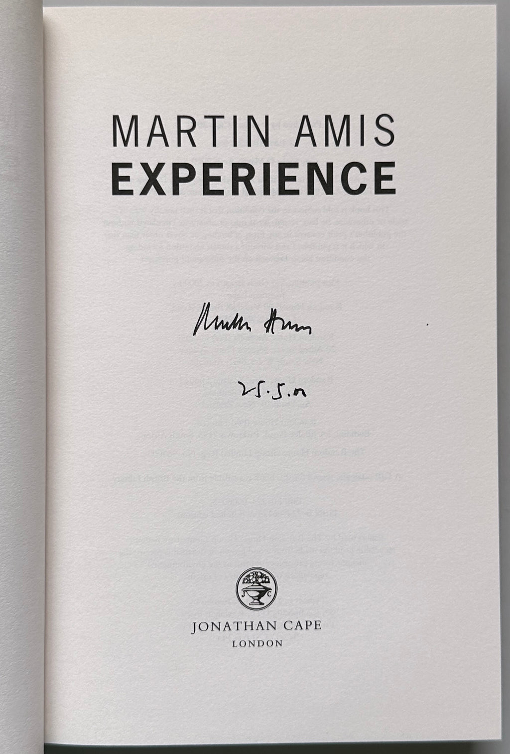 [SIGNED] MARTIN AMIS EXPERIENCE