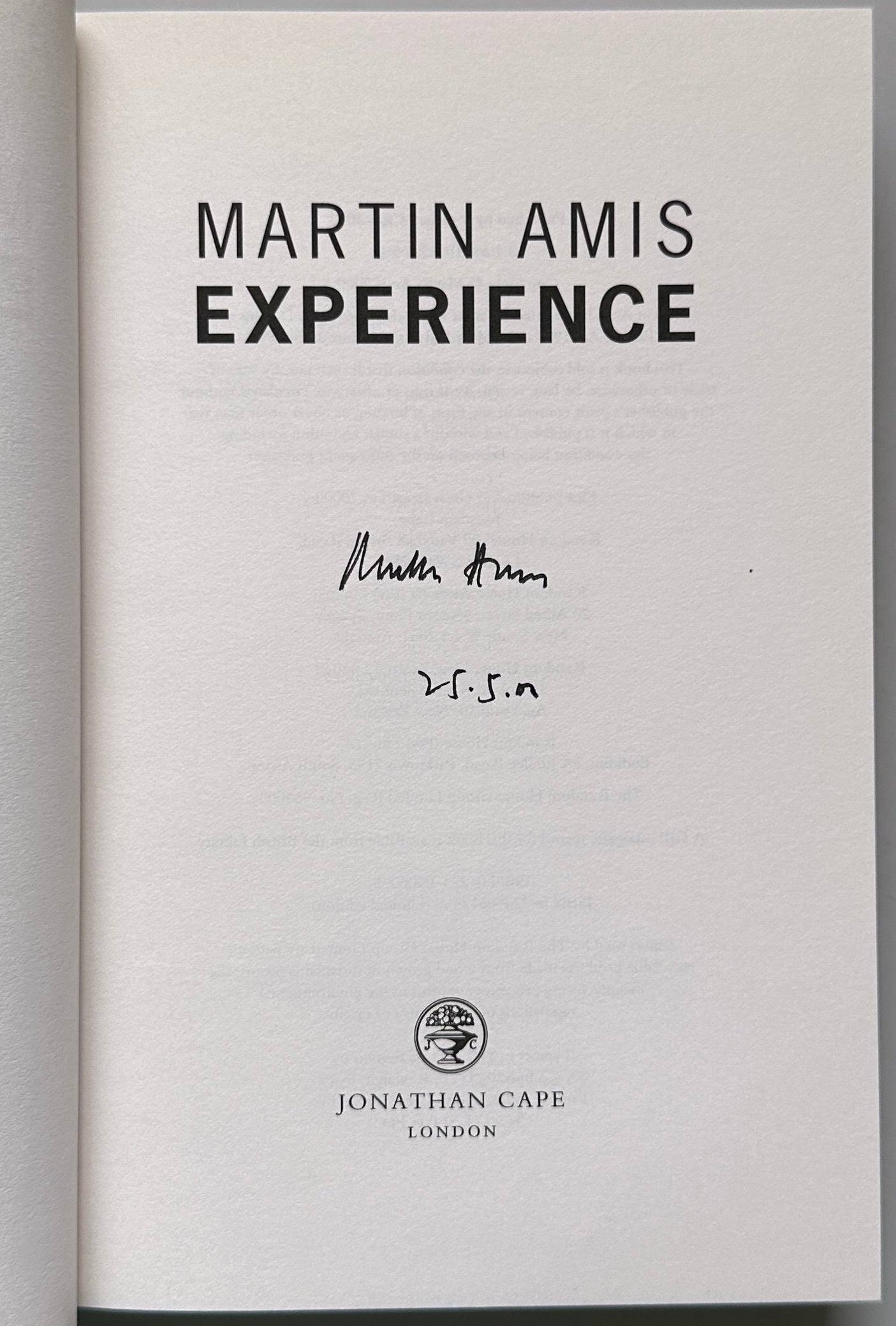 [SIGNED] MARTIN AMIS EXPERIENCE