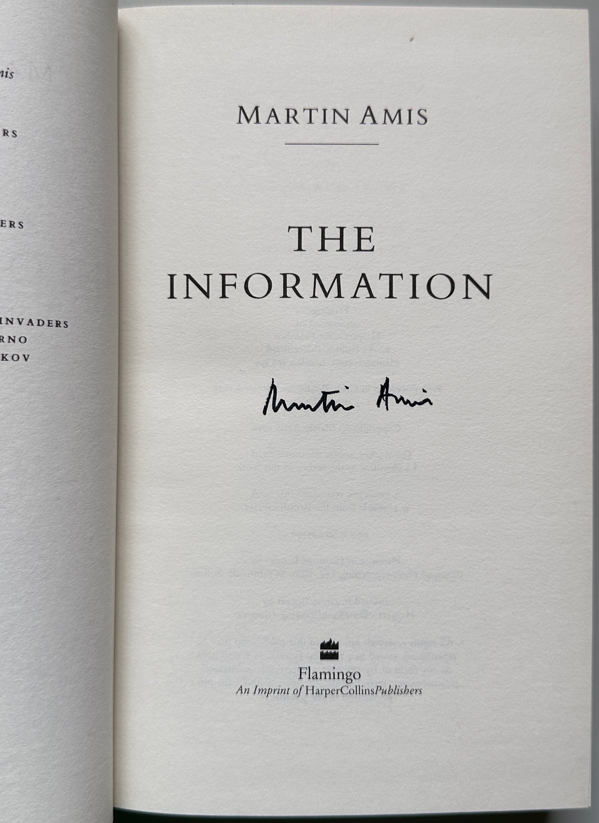 [SIGNED] MARTIN AMIS THE INFORMATION
