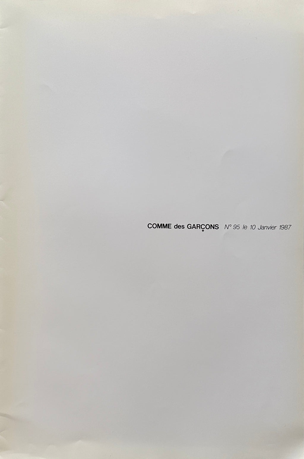 COMME des GARÇONS No.95 January 1987 Sheila Metzner