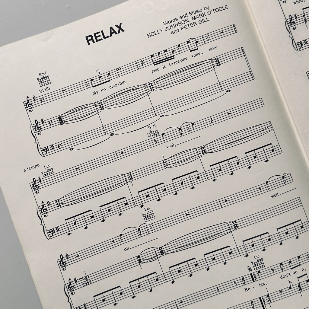 Frankie Goes to Hollywood Relax Song Sheet