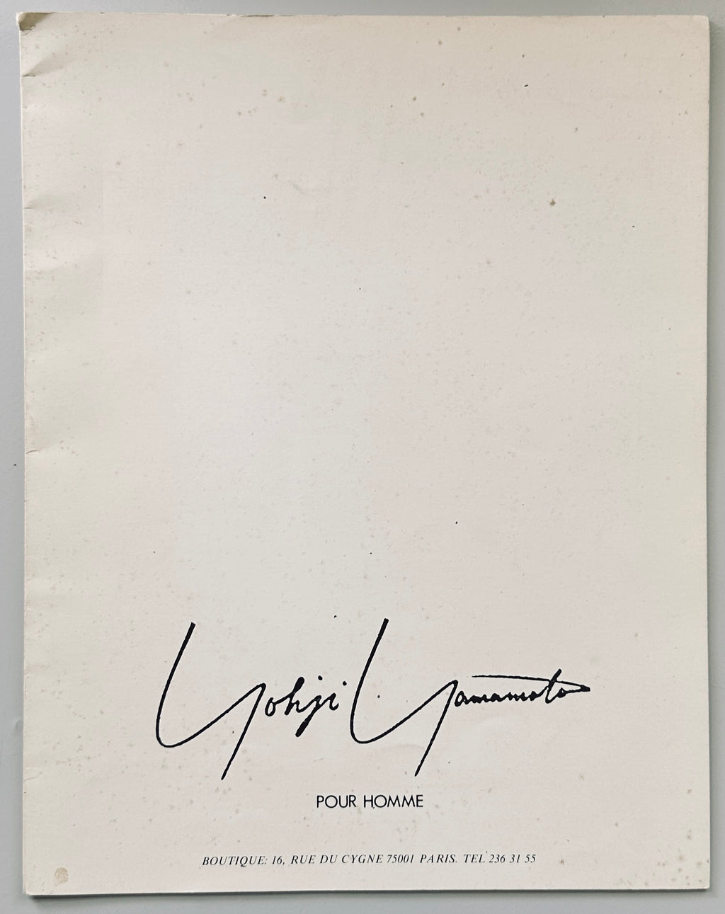 Yohji Yamamoto Pour Homme 1984