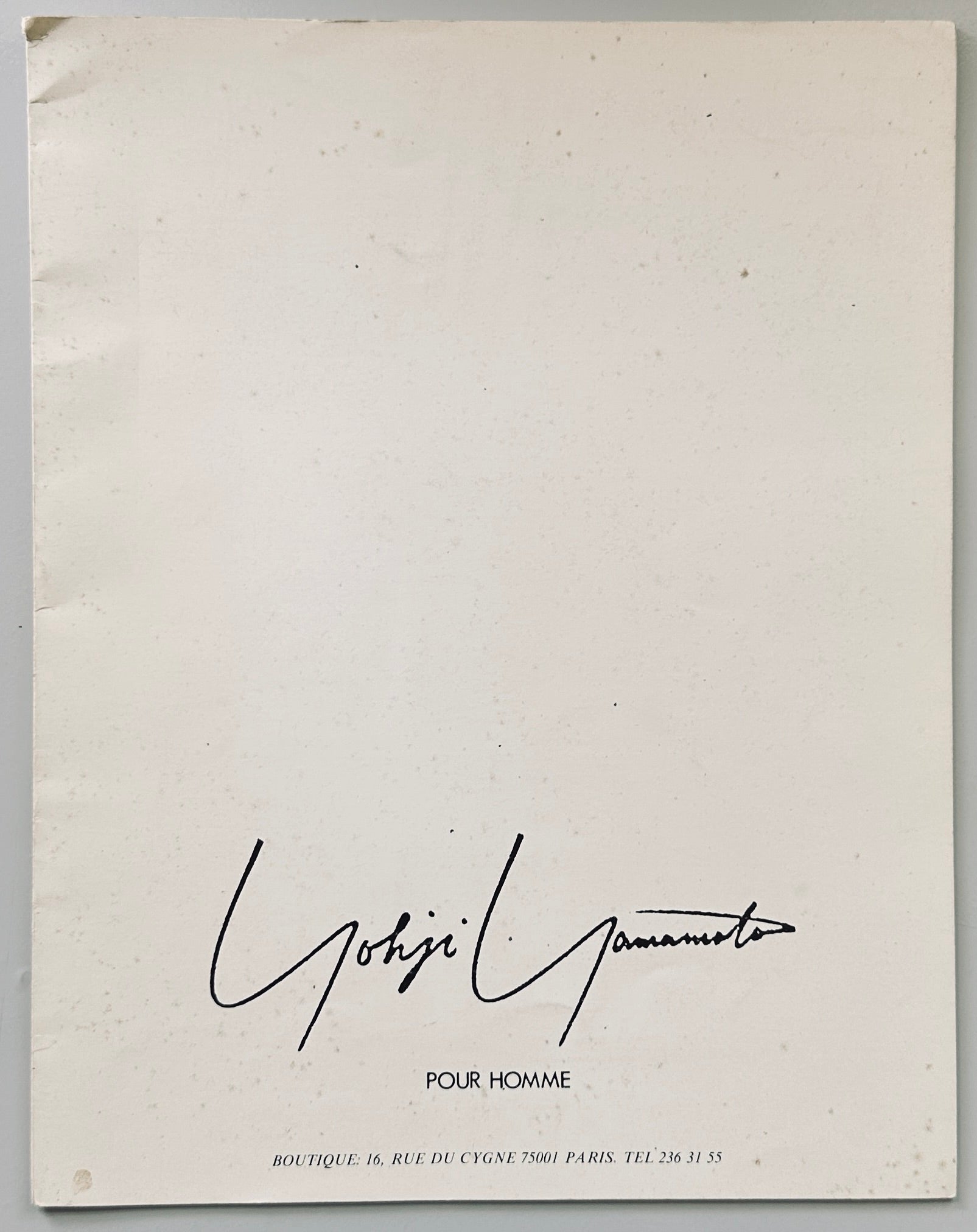 Yohji Yamamoto Pour Homme 1984
