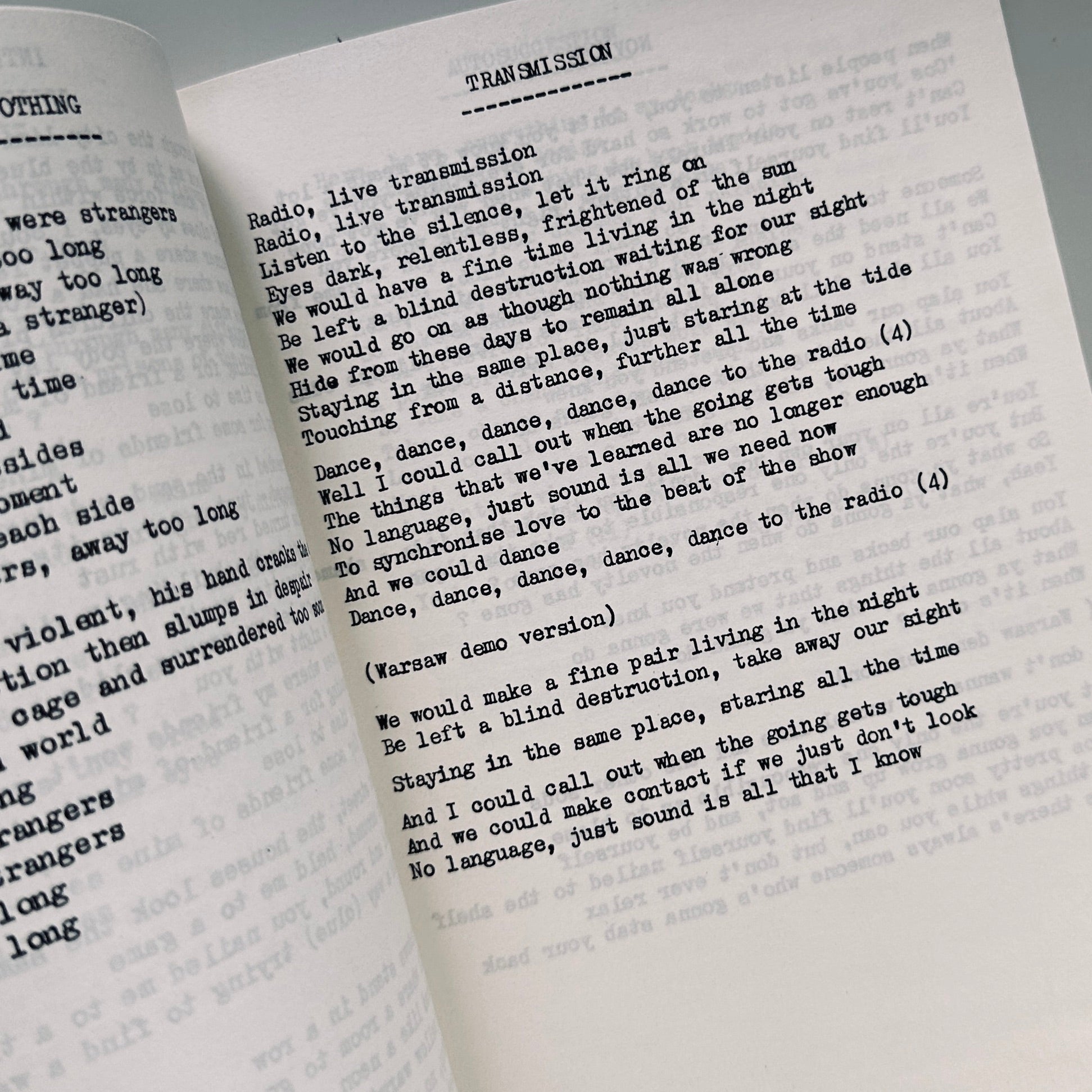 Unique Joy Division Lyric Book