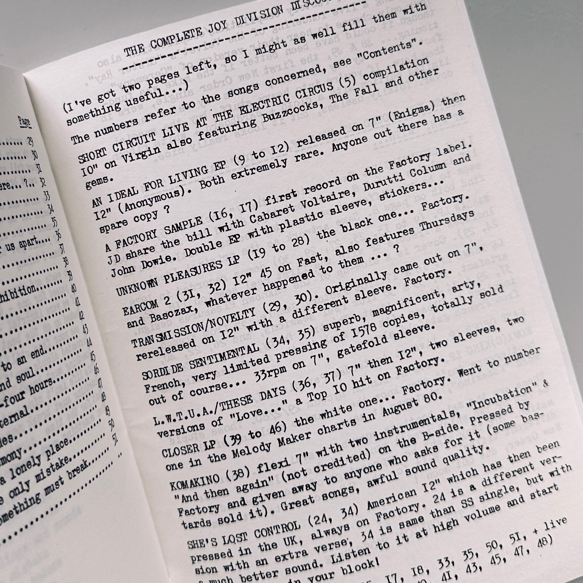 Unique Joy Division Lyric Book