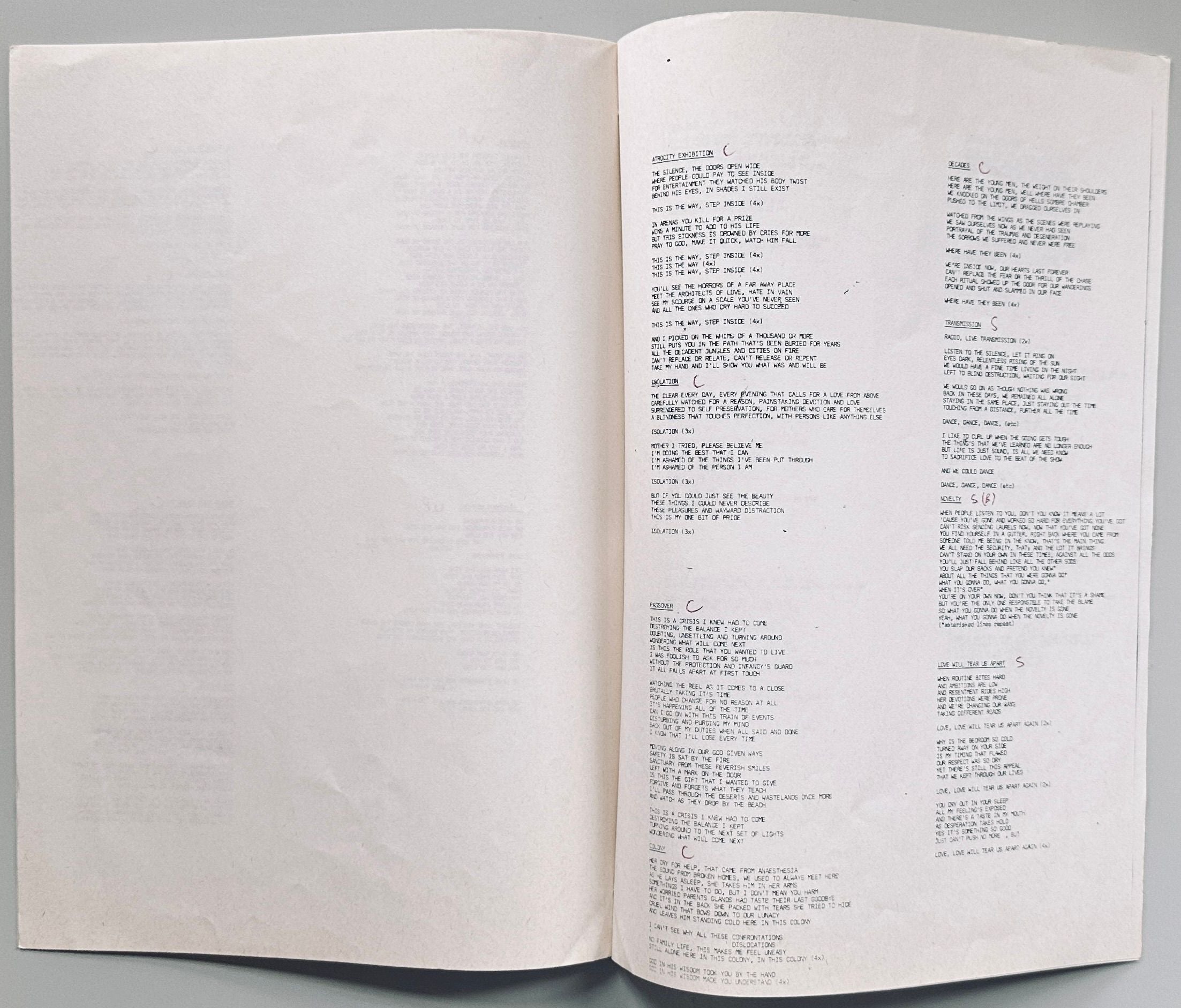 Joy Division Lyrics