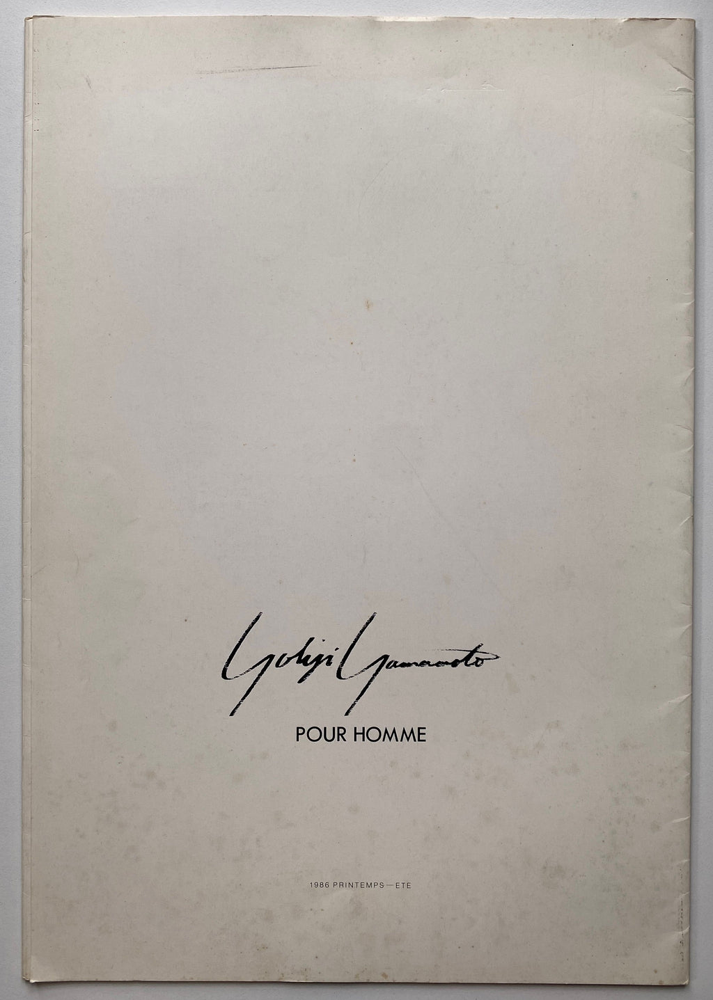 Yohji Yamamoto Pour Homme Printemps 1986