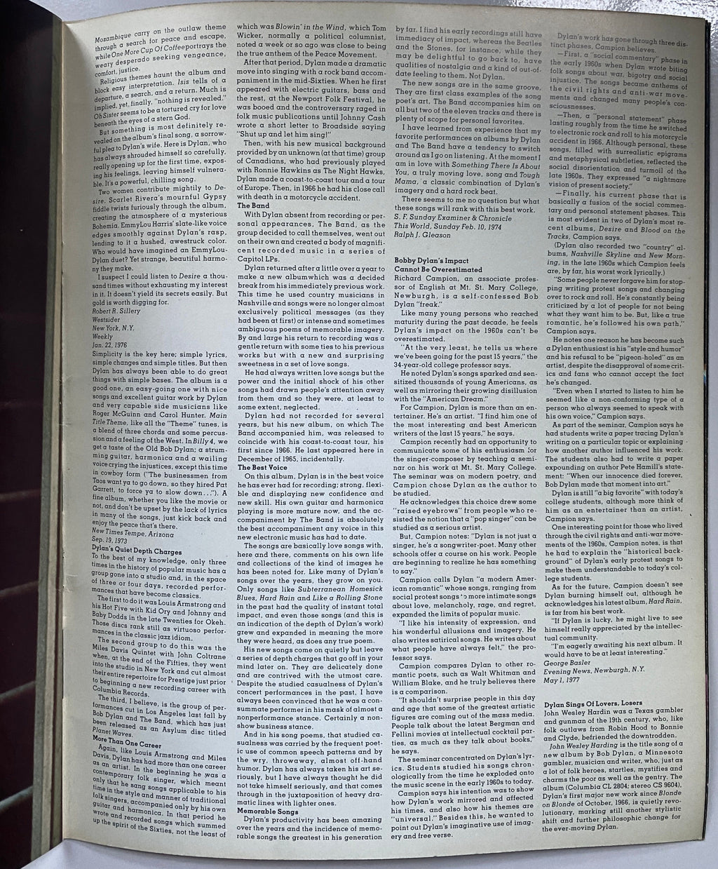 Bob Dylan 1978 Tour Programme
