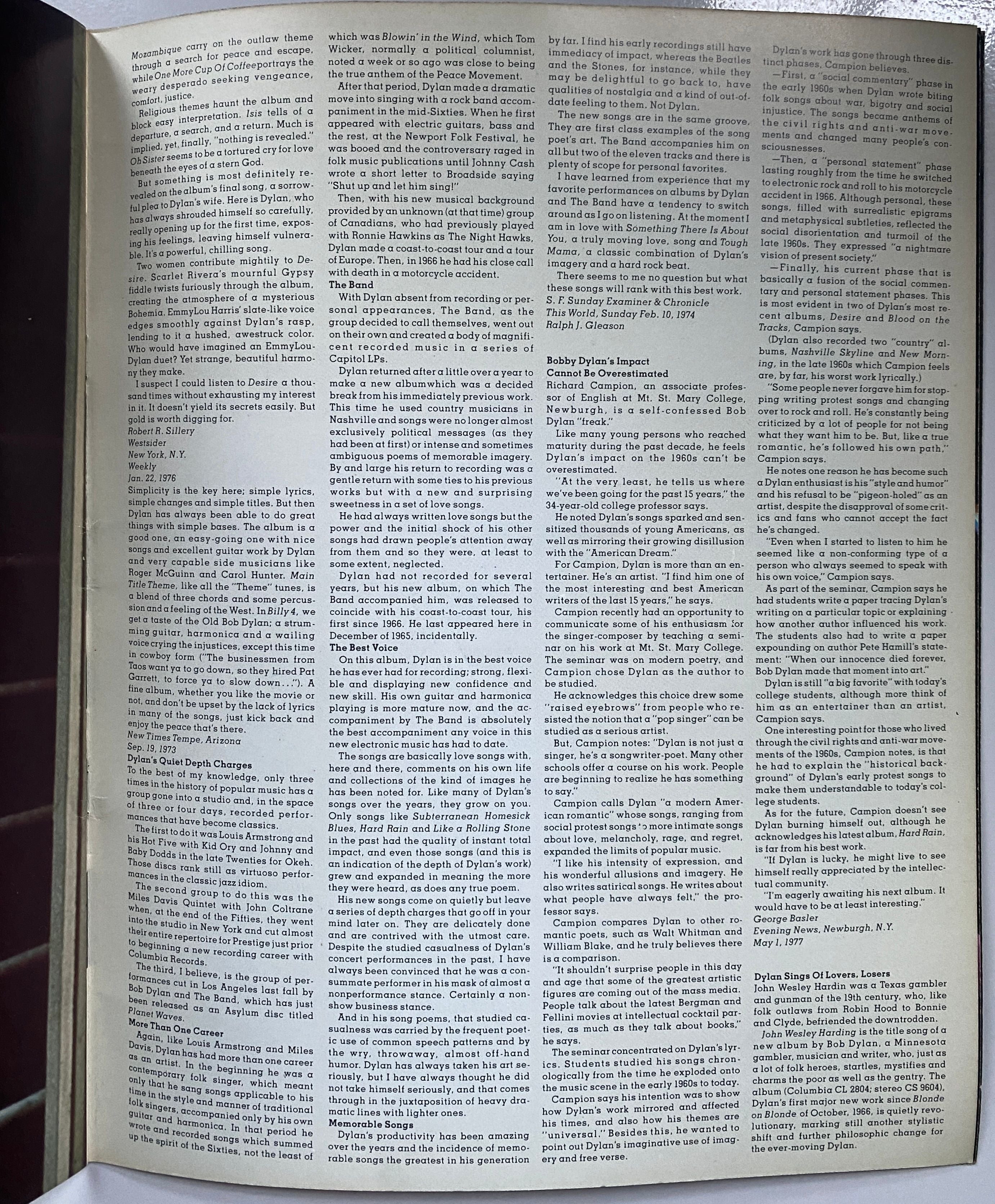 Bob Dylan 1978 Tour Programme