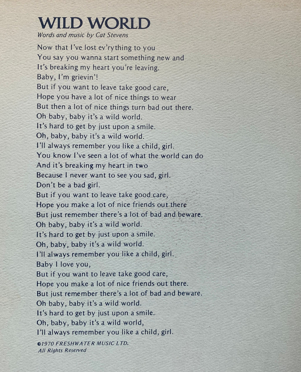 Cat Stevens Greatest Hits Songbook