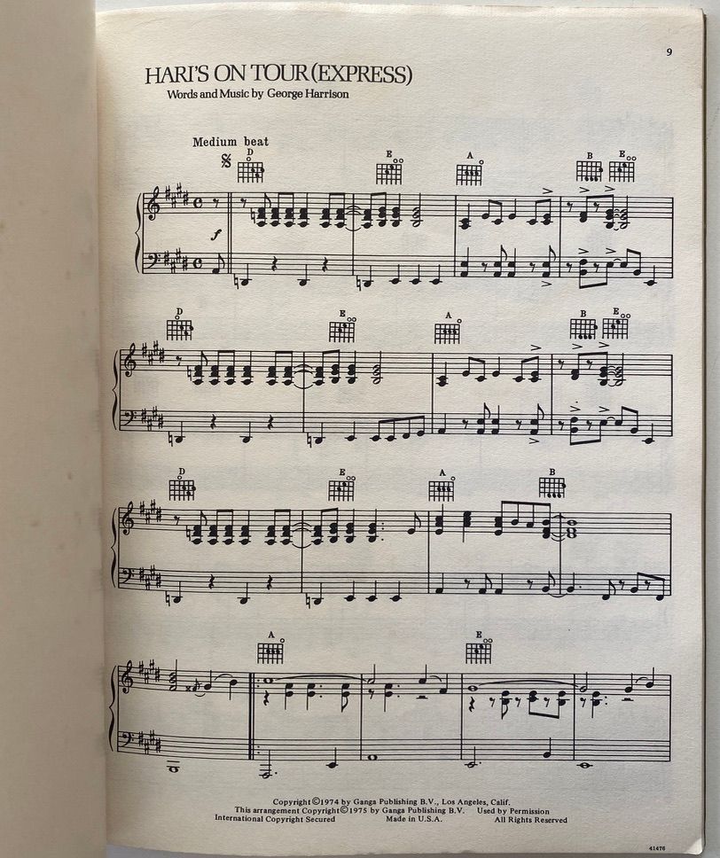 George Harrison Dark Horse Songbook