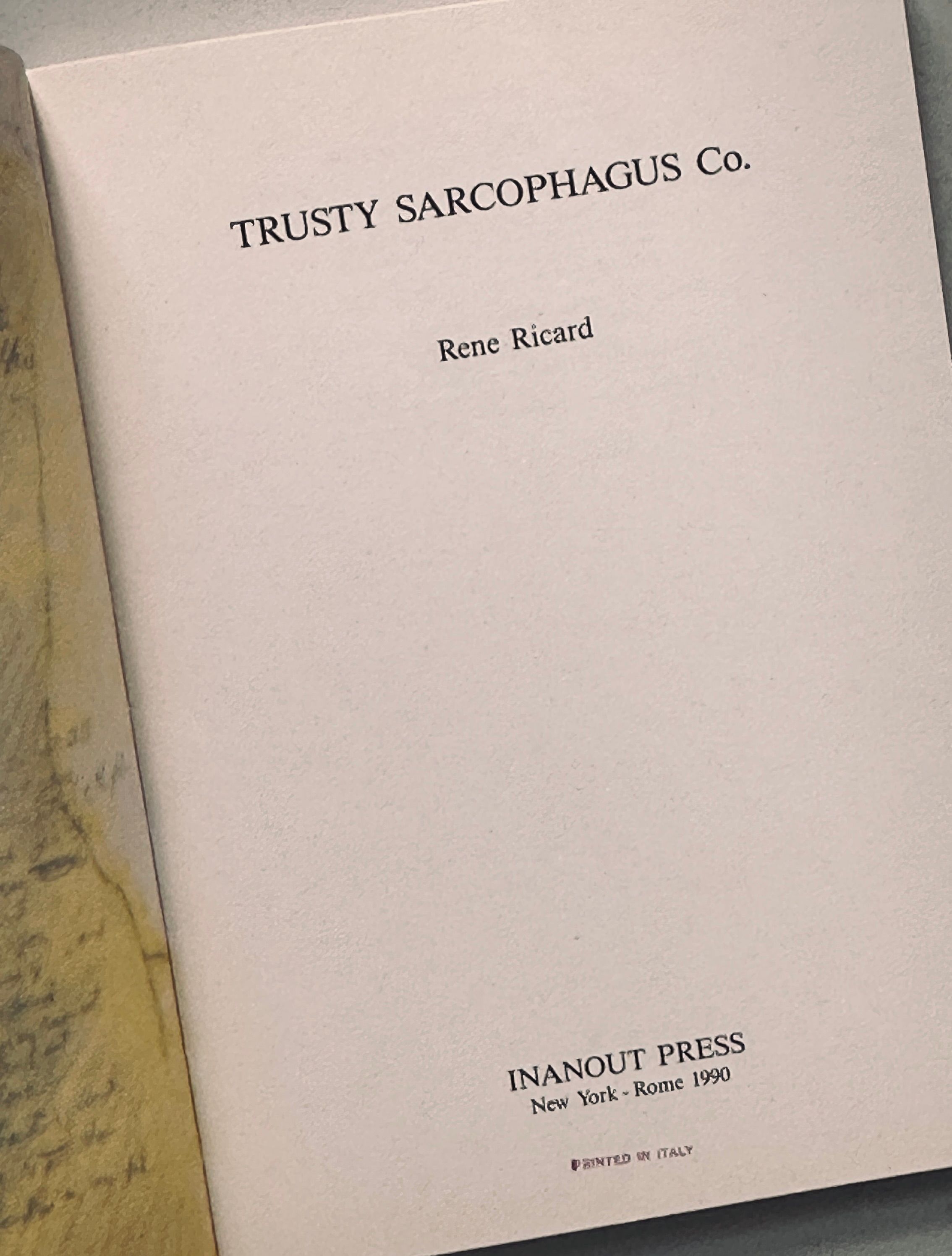 Trusty Sarcophagus Co Rene Ricard