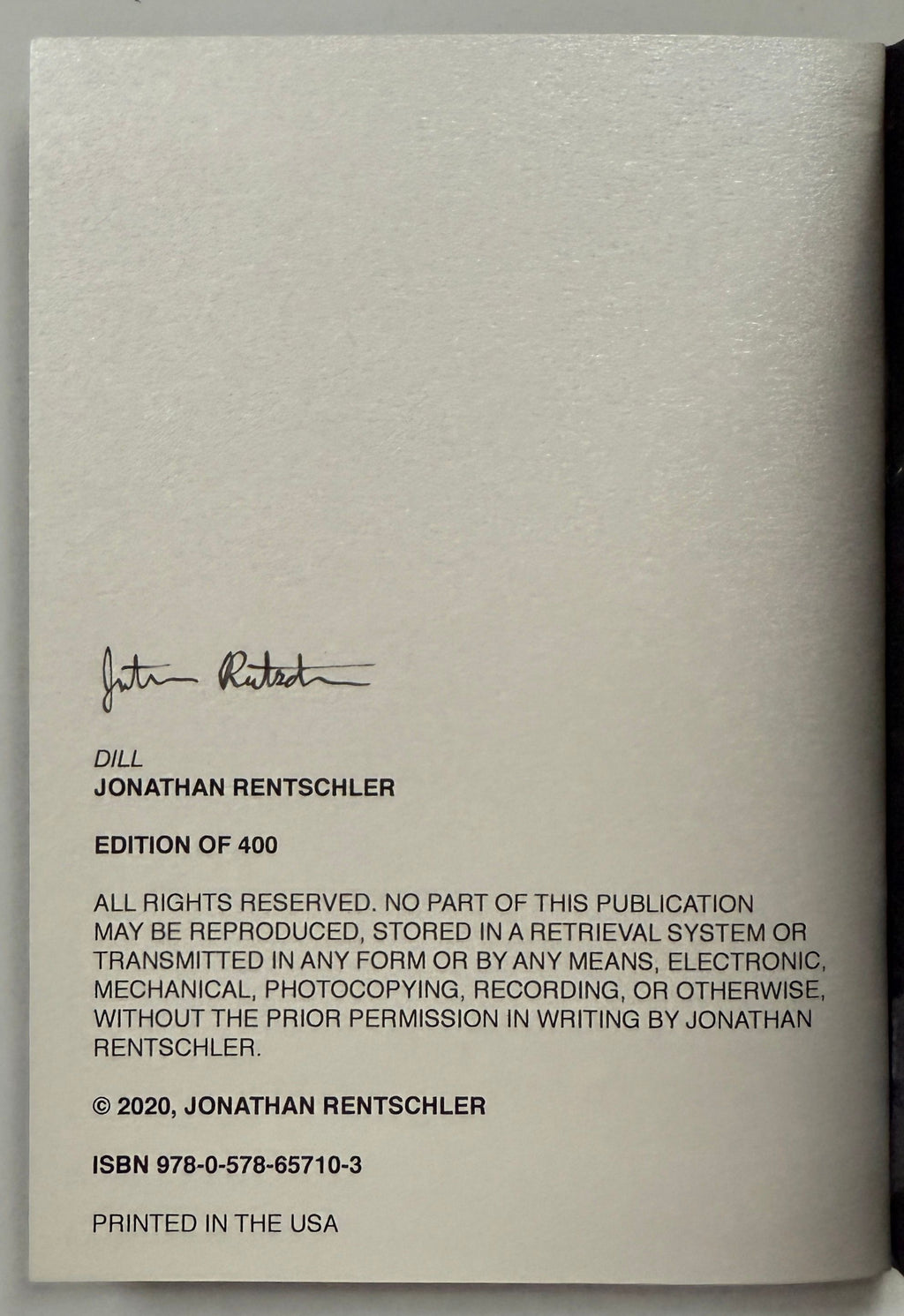 Dill Zine Jonathan Rentschler