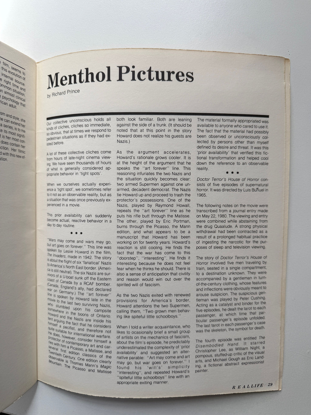 REAL LIFE Magazine Summer 1980 Richard Prince