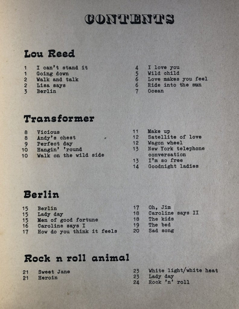 Lou Reed Songbook