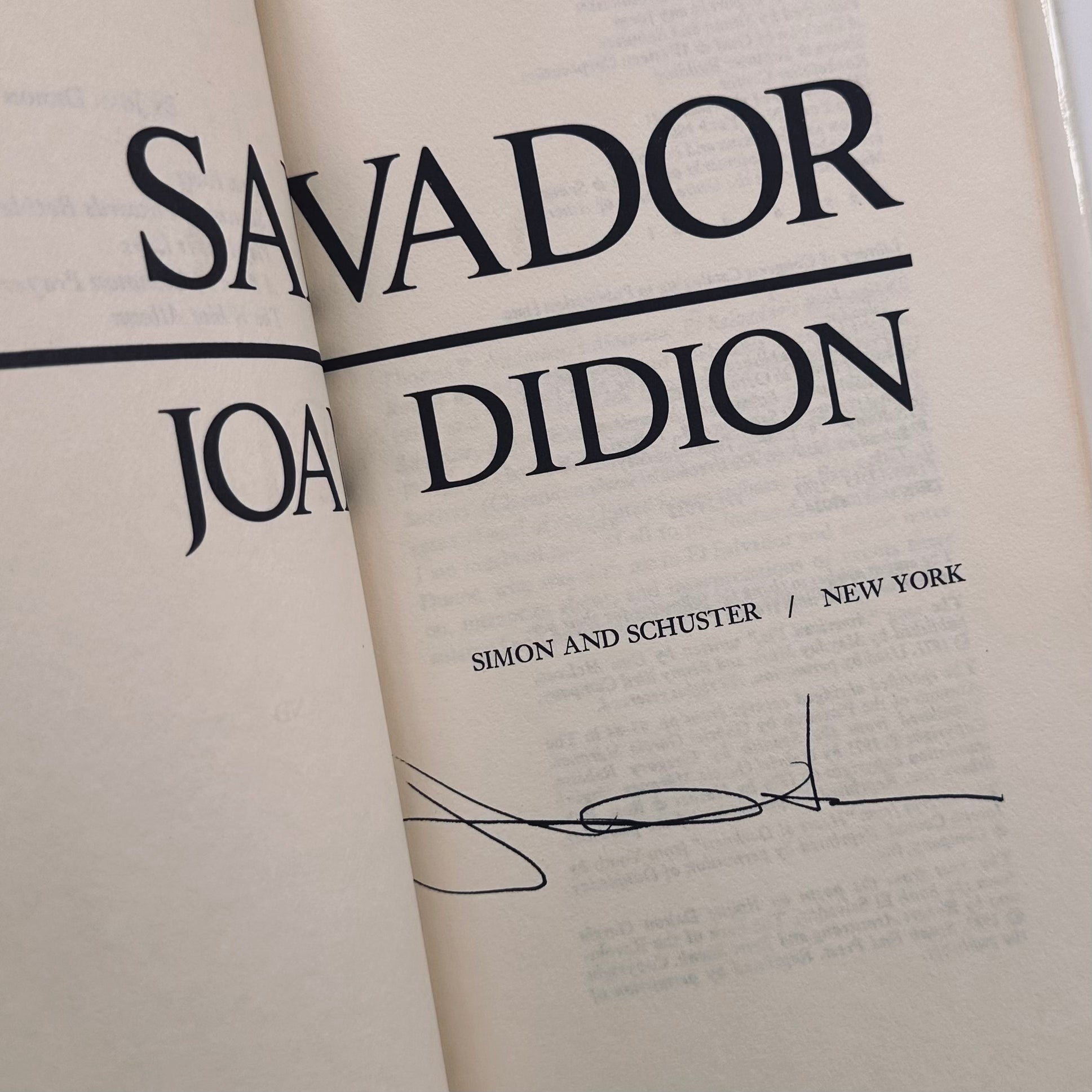 [SIGNED] JOAN DIDION SALVADOR
